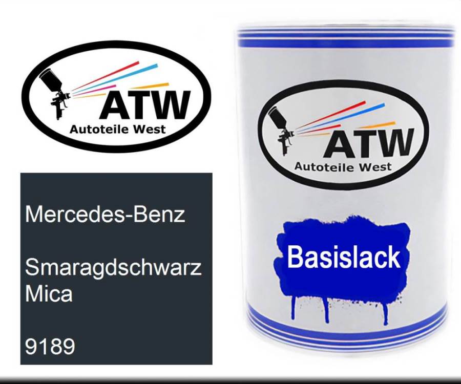 Mercedes-Benz, Smaragdschwarz Mica, 9189: 500ml Lackdose, von ATW Autoteile West.